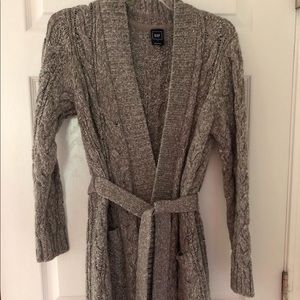 Cozy cable knit cardigan, long